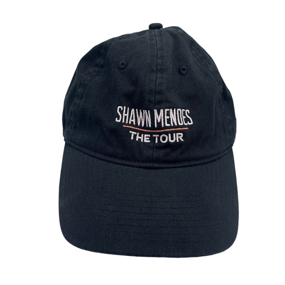 Shawn Mendes Hat The Tour Cap Black Embroidered Rose Cotton Strapback